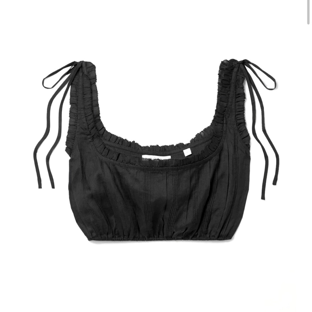 Selling NWT DOEN Renee cropped ruffled pintucked ramie top